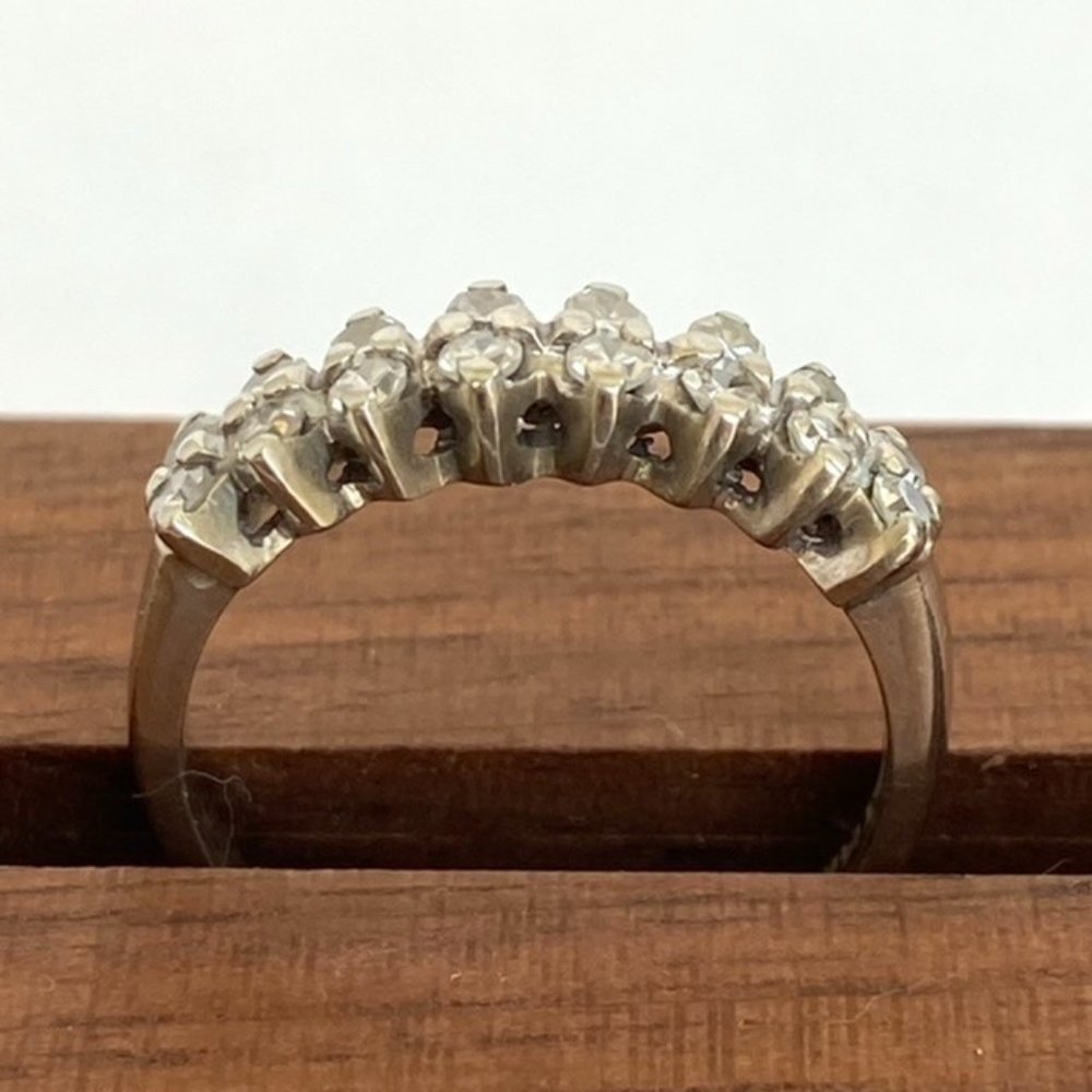 VTG 14K EREV White Gold 16 Stone Round Diamond Wedding Band Ring 5.75 - Picture 11 of 16